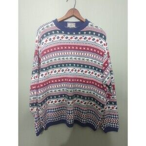 Northern Reflections Vintage Made In USA Sweater Cotton Holiday Fair Isle Large